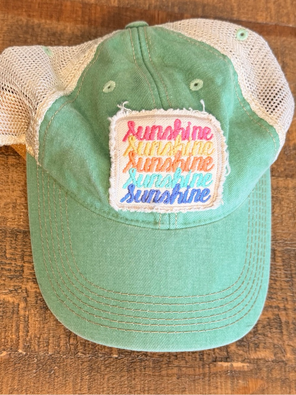 Cute Green 'Sunshine' Patch Mesh Back Trucker Hat SnapBack